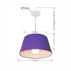 Lustre Pendente Cone Md-4039 Cúpula Em Tecido 21/40x30cm Roxo