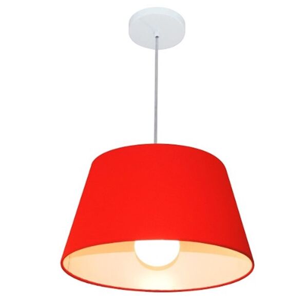 Lustre Pendente Cone Md-4039 Cúpula Em Tecido 21/40x30cm Verm