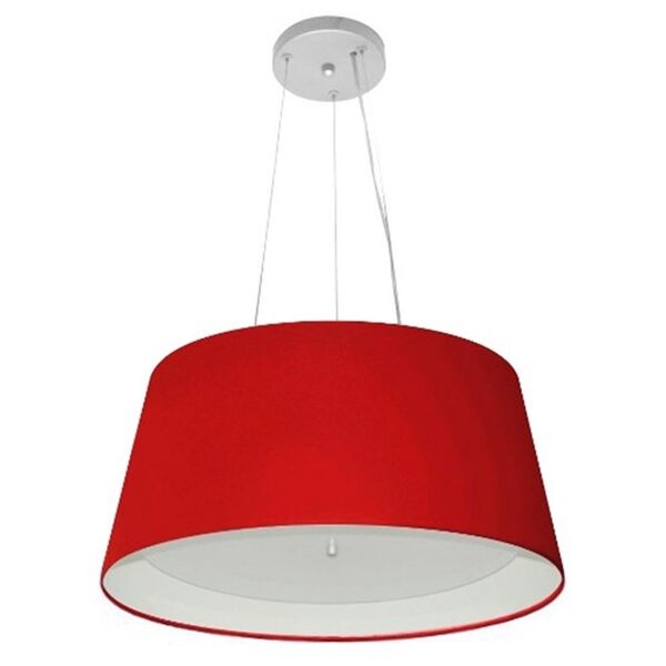 Lustre Pendente Cone Md-4144 Cúpula Em Tecido 25x50x40cm Verm