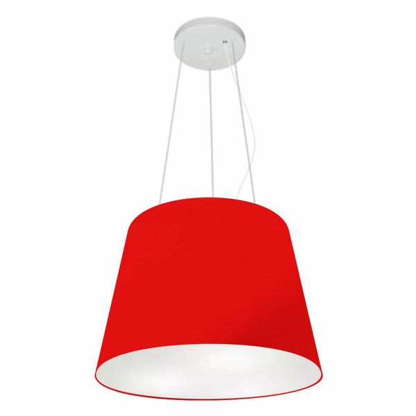 Lustre Pendente Cone Md 4152 Cupula Tecido 30 40x30cm Vermelho