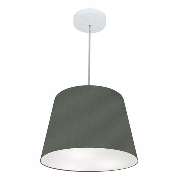 Lustre Pendente Cone Md-4155 Cúpula Em Tecido 30/40x30cm Cinz