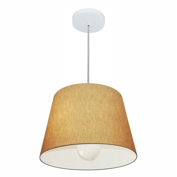 Lustre Pendente Cone Md-4240 Cúpula Em Tecido 30/40x30cm Palh