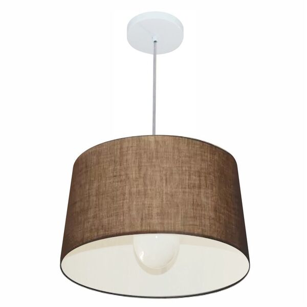 Lustre Pendente Cone Md-4241 Cúpula Em Tecido 30/45x40cm Café