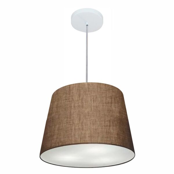 Lustre Pendente Cone Md-4246 Cúpula Em Tecido 30/40x30cm Café