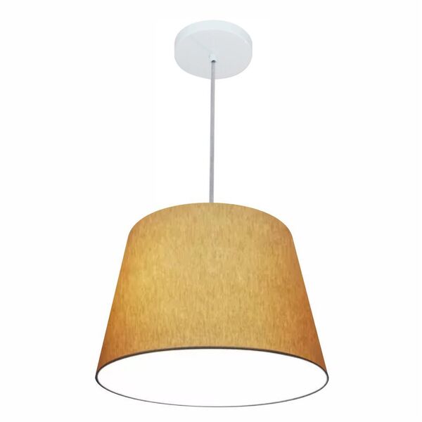 Lustre Pendente Cone Md-4246 Cúpula Em Tecido 30/40x30cm Palh