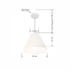 Lustre Pendente Cone Vivare Md-4028 Cúpula Em Tecido 25/30x12