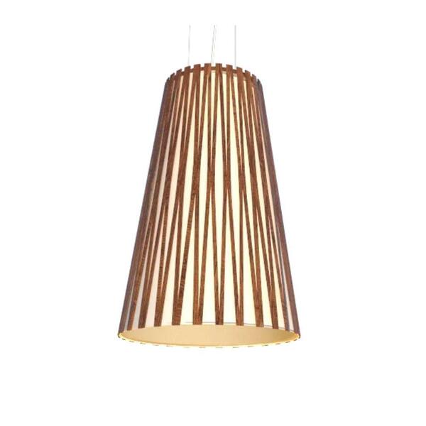 Lustre Pendente Cônico 26x40cm 1xe27 Madeira Imbuia