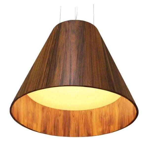 Lustre Pendente Cônico 52x45cm 3xe27 Madeira Imbuia