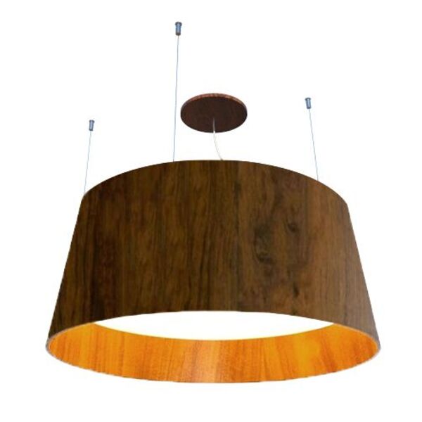 Lustre Pendente Cônico 53x23cm 4xe27 Em Madeira - Imbuia