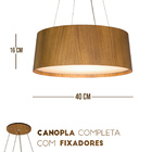 Lustre Pendente Cônico Madeira Freijó - 40cm