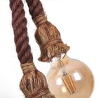 Lustre Pendente Corda Para 2 Lâmpadas E27 Marrom Bivolt