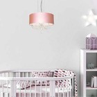 Lustre Pendente Cristal 40x15 Rosa Metalico