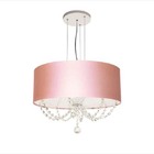 Lustre Pendente Cristal 40x15 Rosa Metalico