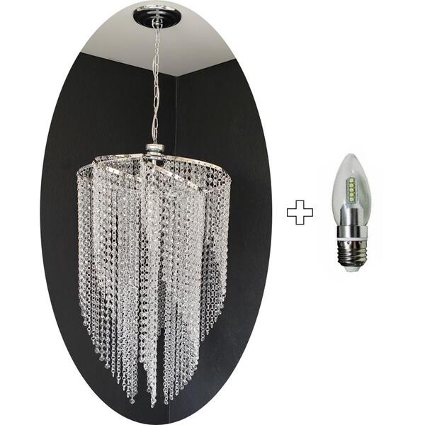 Lustre Pendente Cristal Acrílico Alto Brilho + Lâmpada Acl35
