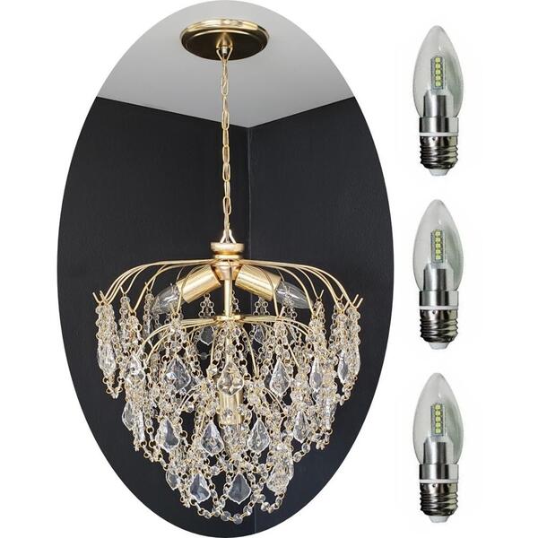 Lustre Pendente Cristal Acrílico Alto Brilho + Lâmpadas Acl57