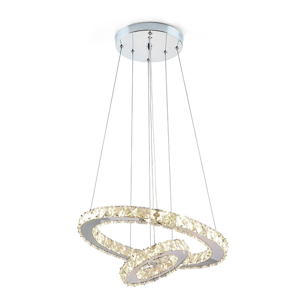 Lustre Pendente Cristal Aliança Duplo 36w Redondo