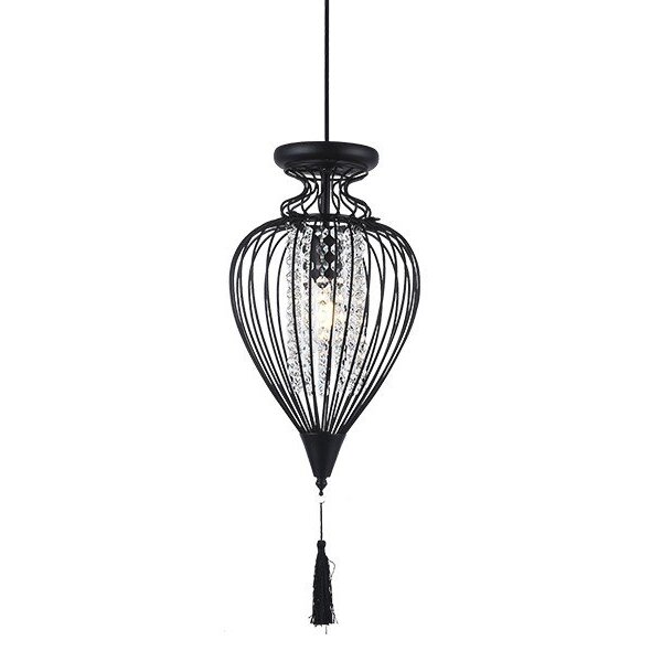 Lustre Pendente Cristal Istambul M Preto Bivolt Taschibra