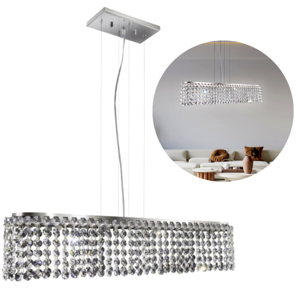 Lustre Pendente Cristal K9 Cromado Alto Brilho 60cm Espelhado
