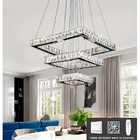 Lustre Pendente Cristal Led 3 Anéis+controle Remoto Quadrado