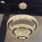 Lustre Pendente Cristal Led Aliança Triplo Anéis 3 Cores