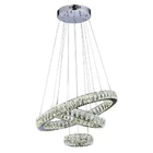 Lustre Pendente Cristal Led Aliança Triplo Anéis 3 Cores