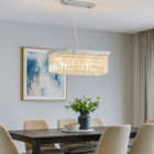 Lustre Pendente Cristal Legítimo Delicado Luxo Retangular com