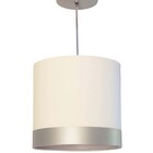 Lustre Pendente Cúpula Branco Com Detalhe Prata 25x25