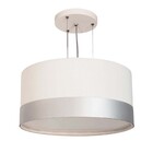Lustre Pendente Cúpula Branco Com Detalhe Prata 30x15