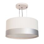 Lustre Pendente Cúpula Branco Com Detalhe Prata 40x25 2e27
