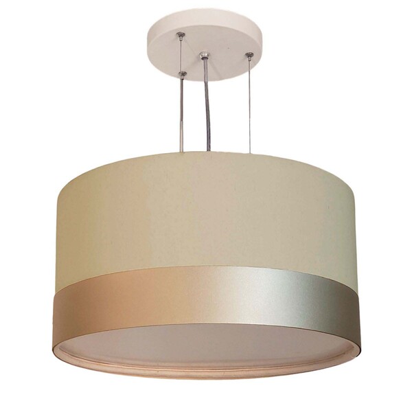 Lustre Pendente Cúpula Cáqui Com Detalhe Bronze 30x15