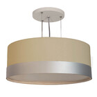 Lustre Pendente Cúpula Cáqui Com Detalhe Prata 40x15 2e27