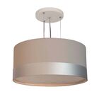 Lustre Pendente Cúpula Cinza Com Detalhe Prata 50x25 3e27