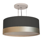 Lustre Pendente Cúpula Preto Com Detalhe Bronze 50x15