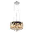 Lustre Pendente Cúpula Vidro Âmbar e Cristal Transparente Del