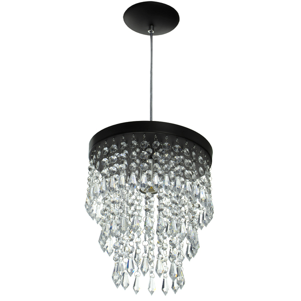 Lustre Pendente De Cristal Acrílico Manucrillic Preto