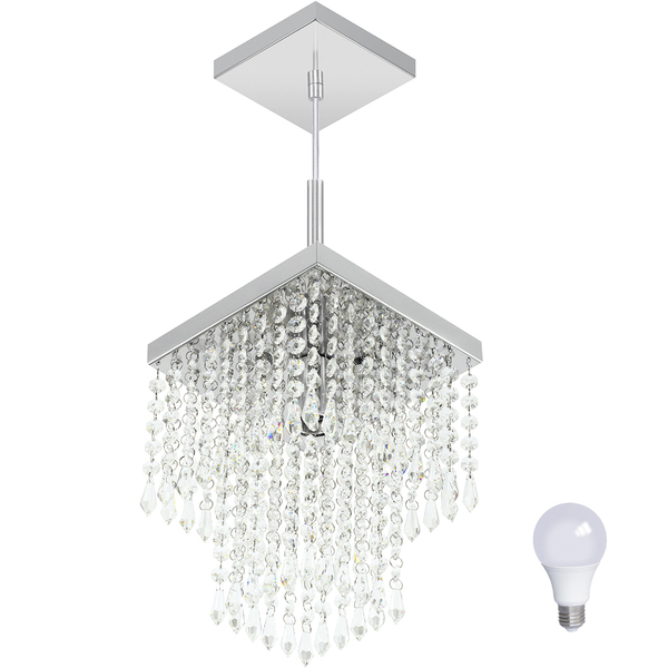 Lustre Pendente De Cristal Acrilico Marrycrilic Com Lâmpada