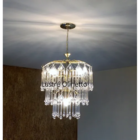 Lustre\pendente De Cristal Acrilico Para Sala Base Dourada