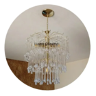 Lustre\pendente De Cristal Acrilico Para Sala Base Dourada
