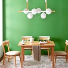 Lustre Pendente De Madeira E Alumínio Jabuticaba 6xe27 Marrom