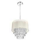 Lustre Pendente De Organza E Cristal Acrílico Manucrillic Bege