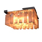 Lustre Pendente De Selenita Natural Para Sala + Lâmpadas Gu9