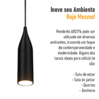 Lustre Pendente Decorativo Design 3d - Abs174 - Preto + Led