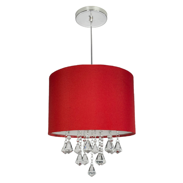 Lustre Pendente Denise De Cristal Acrílico - Cúpula 30 Vermel