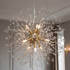 Lustre Pendente Dente De Leão Cristais Dourado Redondo 6g9 45