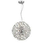 Lustre Pendente Dente De Leão Cromado Redondo Cristais 12e14