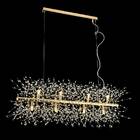 Lustre Pendente Dente De Leão Dourado Retangular Cristais 9g9