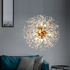 Lustre Pendente Dente De Leão Redondo 40cm Dourado com Crista