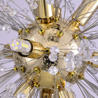 Lustre Pendente Dente De Leão Redondo 40cm Dourado com Crista