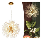 Lustre Pendente Dente De Leão Redondo 40cm Dourado com Crista