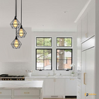 Lustre Pendente Diamante Retro Triplo Preto 3m + Lamp. St64